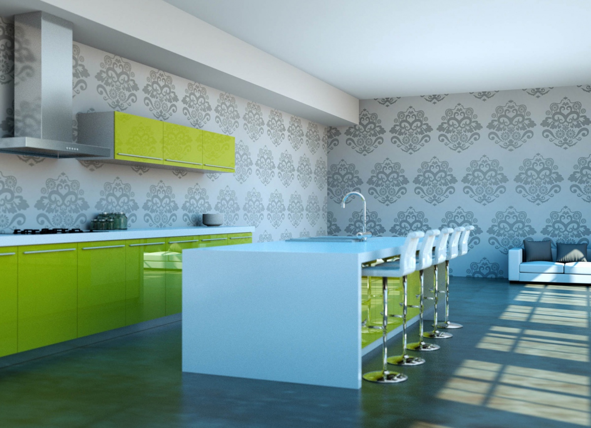 кухня зеленого цвета