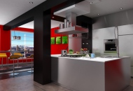 фото кухни цвет бело-красный цвет